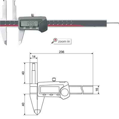 Inside Groove Digital Calipers With Upper Long Jaws(Depth Bar With Hook)
